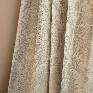Ritz Luxe Jacquard Crème Or Damassé Floral Rideau