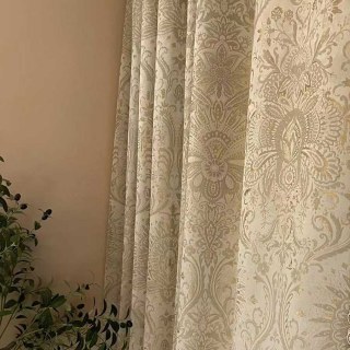 Ritz Luxe Jacquard Crème Or Damassé Floral Rideau 2