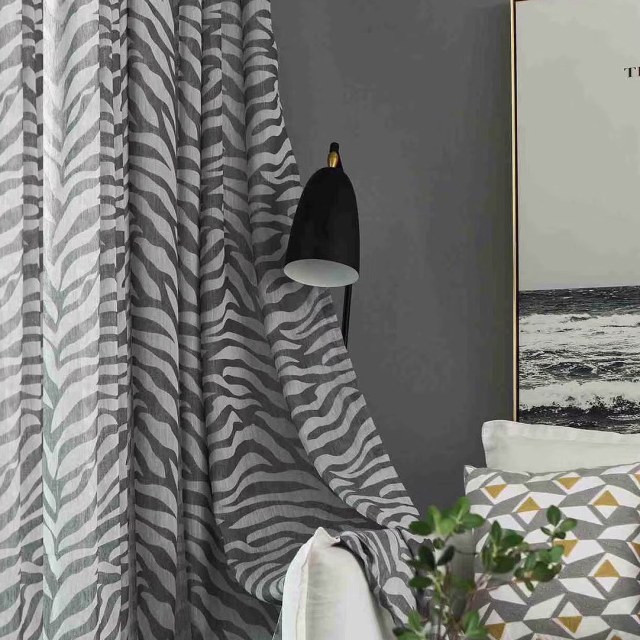 Zèbre Noir et Blanc Rideaux Voile Imprimé Animal 1
