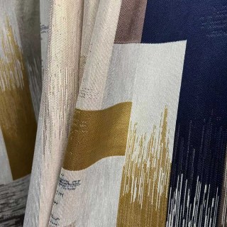 Abstract Strokes Luxe Géométrique Noir Marine et Jaune Rideau 2