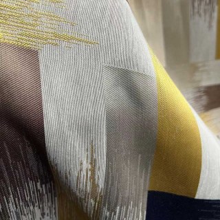Abstract Strokes Luxe Géométrique Noir Marine et Jaune Rideau 4
