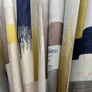 Abstract Strokes Luxe Géométrique Noir Marine et Jaune Rideau 5