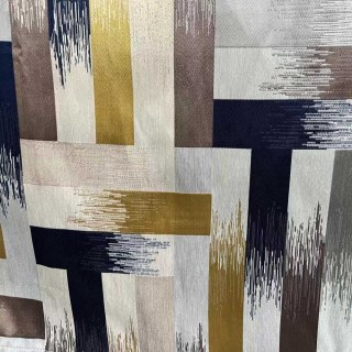 Abstract Strokes Luxe Géométrique Noir Marine et Jaune Rideau 6