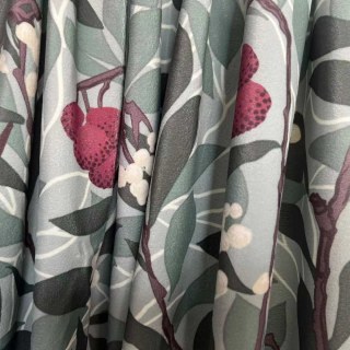 Arbutus Baies Rouges William Morris Vert Floral Rideau de Velours
