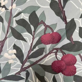 Arbutus Baies Rouges William Morris Vert Floral Rideau de Velours