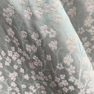 Fleurs de cerisier pastel rose & vert menthe rideau occultant en chenille 4