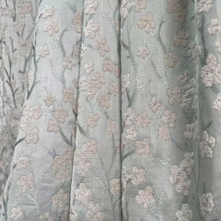 Fleurs de cerisier pastel rose & vert menthe rideau occultant en chenille 3