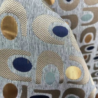 Circle Vibe Moderne du Milieu du Siècle Multicolore Gris Géométrique Chenille Rideau Occultant 2