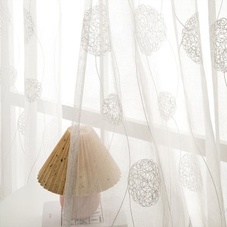 Dancing Pom Pom Brodé Ivoire Blanc Rideau en Voile
