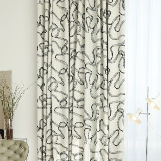 Dreamweave Noir et Blanc Abstrait Ligne Art Chenille Rideau