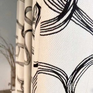 Dreamweave Noir et Blanc Abstrait Ligne Art Chenille Rideau 4