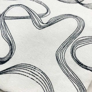 Dreamweave Noir et Blanc Abstrait Ligne Art Chenille Rideau 5