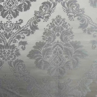 Elite Rideaux de luxe en jacquard crème & gris argenté imitation soie damassée florale 4