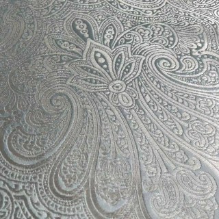 Opulent Floral Luxe Jacquard Canard Bleu & Gris Damas Rideau 4