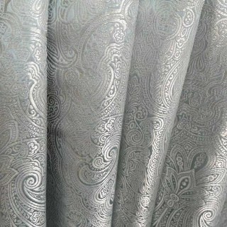 Opulent Floral Luxe Jacquard Canard Bleu & Gris Damas Rideau