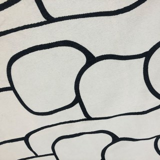 Pebble Path Geometric Circles Noir et Blanc Chenille Rideau Occultant
