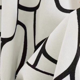 Pebble Path Geometric Circles Noir et Blanc Chenille Rideau Occultant 6