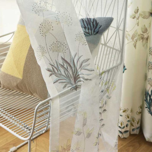 Springfield Turquoise et Vert Imprimé Floral Rideau Voile 1