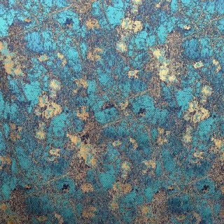 Trésors Turquoise Rideaux Jacquard de Luxe Bleu Canard & Or 5