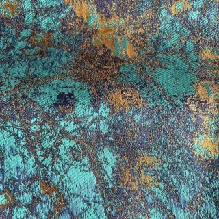 Trésors Turquoise Rideaux Jacquard de Luxe Bleu Canard & Or 3
