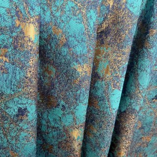 Trésors Turquoise Rideaux Jacquard de Luxe Bleu Canard & Or
