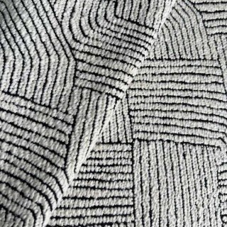 Tissage Chuchotement Géométrique Noir & Blanc Chenille de Laine Lourde Rideau 3