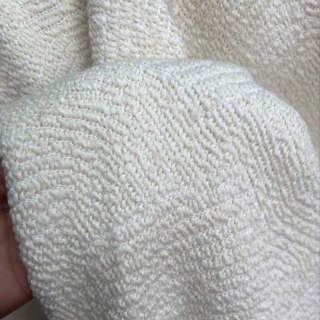 Tissu chuchotant tissé géométrique ivoire blanc lourd en chenille de laine rideau