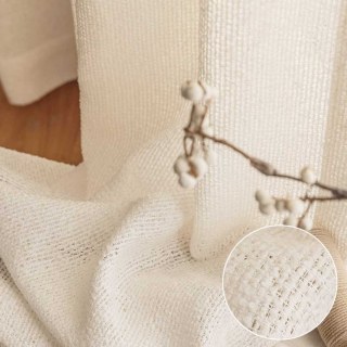French Chic Beige Crème Rideau Voile Épais