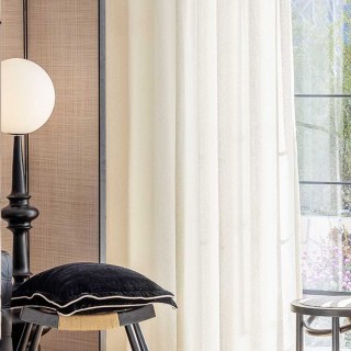 French Chic Beige Crème Rideau Voile Épais 3