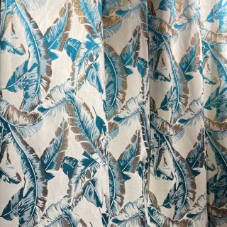 Feuille de Banane Bonheur Rideaux Tropicaux Bleu Canard et Or 4
