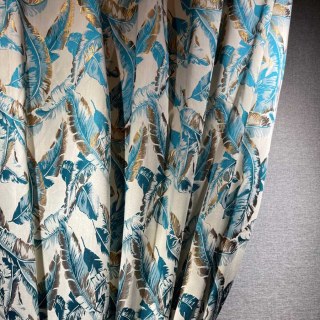 Feuille de Banane Bonheur Rideaux Tropicaux Bleu Canard et Or 2