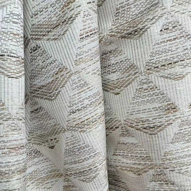 Diamond Mirage Jacquard Crème Sable Rideaux Géométriques 1