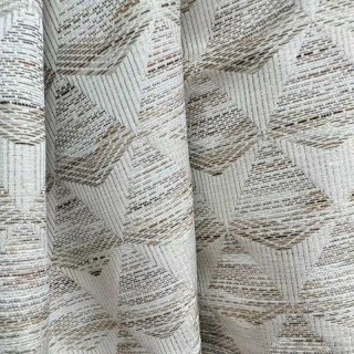 Diamond Mirage Jacquard Crème Sable Rideaux Géométriques