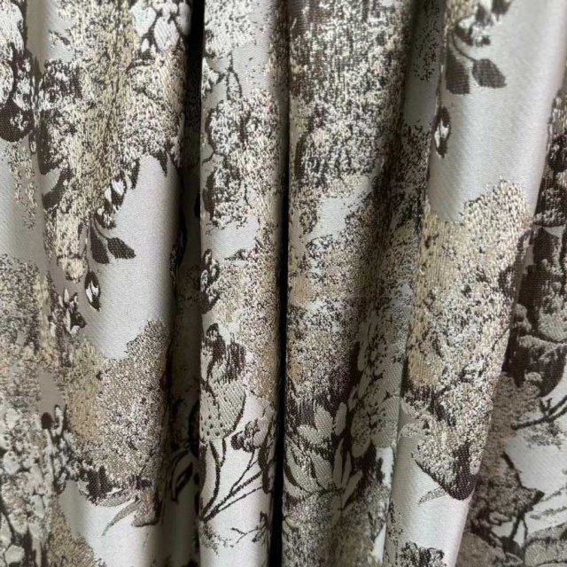Rideaux jacquard beige crème Rêverie florale 1