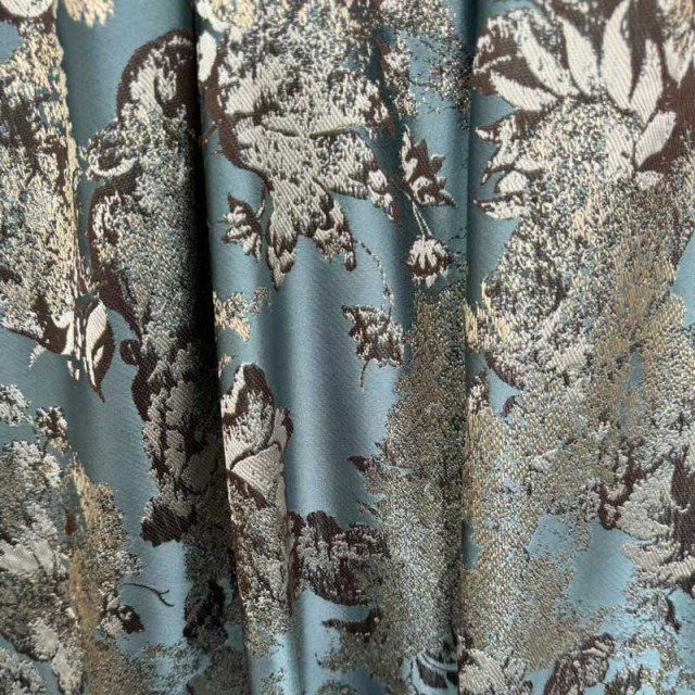 Rêve Floral Jacquard Rideaux Bleu Œuf de Canard 1