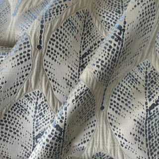Leaf Dance Luxe Jacquard crème et bleu rideau floral 2