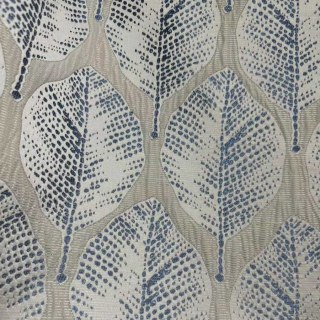 Leaf Dance Luxe Jacquard crème et bleu rideau floral 4