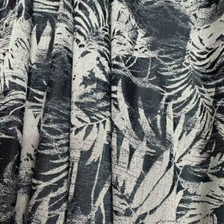 Midnight Palms Encre Bleu Marine Rideaux Tropicaux Floraux 2