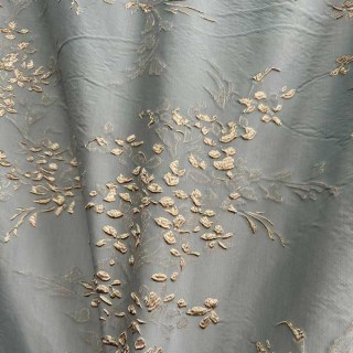 Bouquet Printanier 3D Jacquard Bleu Pastel et Or Rideaux Floraux Abstraits 5