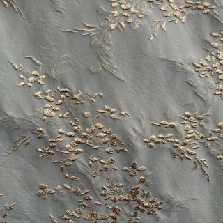 Bouquet Printanier 3D Jacquard Bleu Pastel et Or Rideaux Floraux Abstraits 4