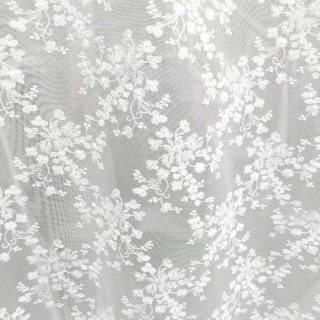 Bouquet printanier brodé, rideau en voile floral ivoire blanc