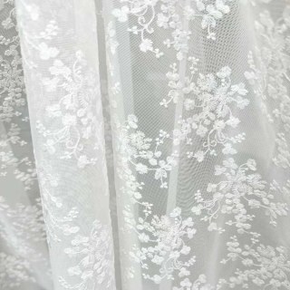 Bouquet printanier brodé, rideau en voile floral ivoire blanc 2