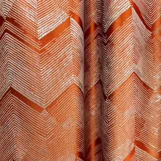 Zigzag Symphonie Chevron Orange Faux Soie Moderne Rideaux Géométriques 1