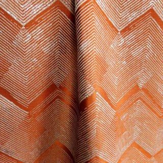 Zigzag Symphonie Chevron Orange Faux Soie Moderne Rideaux Géométriques 2
