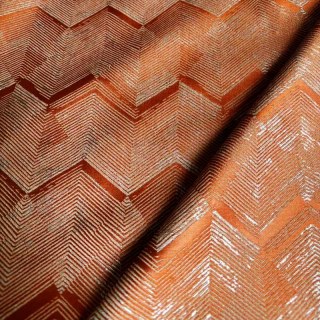 Zigzag Symphonie Chevron Orange Faux Soie Moderne Rideaux Géométriques 4