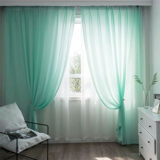 Satiné Turquoise Vert Rideau Voile 2
