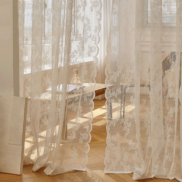 Dentelle Rideau Posey Ivoire Blanc Rideaux en Voile 1