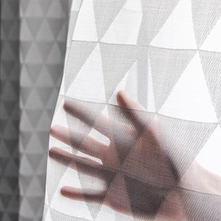 Dimension Romantique Gris et Blanc Triangles Géométrique Rideau Voile 5