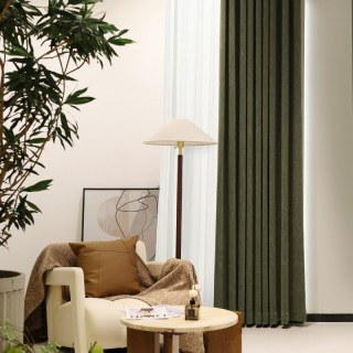 Royale Chenille Texturée Vert Olive Foncé Rideau Occultant 3