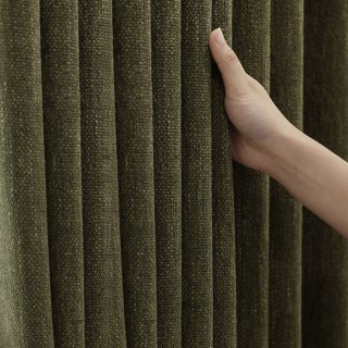 Royale Chenille Texturée Vert Olive Foncé Rideau Occultant 5